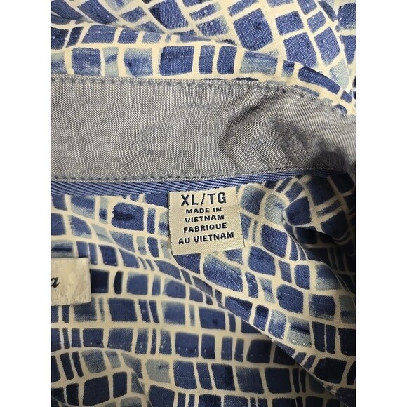 Tommy Bahama Bamboo Tiles Button Up Short Sleeve Silk Shirt Blue Men’s Size XL - Picture 6 of 10